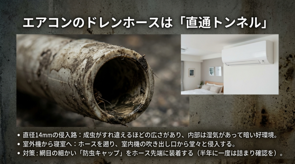 エアコンのドレンホースは侵入の穴