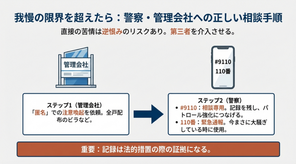警察や管理会社へ相談する手順
