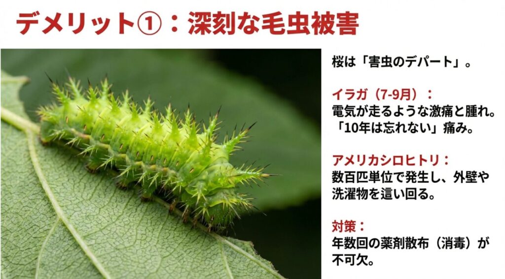 桜の庭木は毛虫の発生が深刻