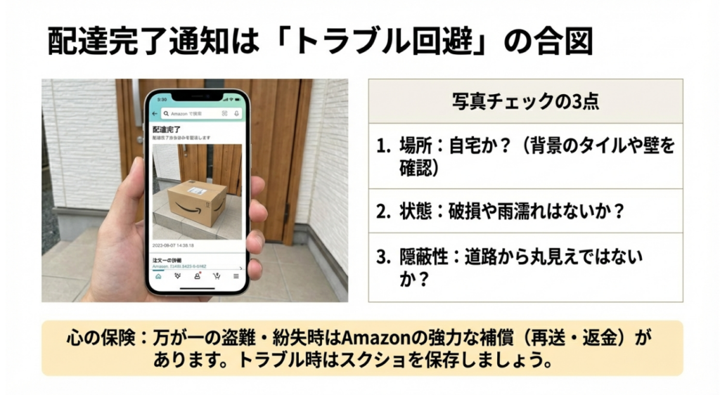 配達完了写真で場所を確認する手順