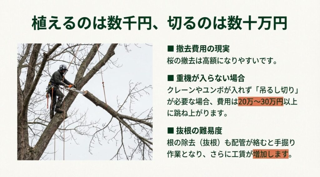 桜の伐採費用と抜根の相場