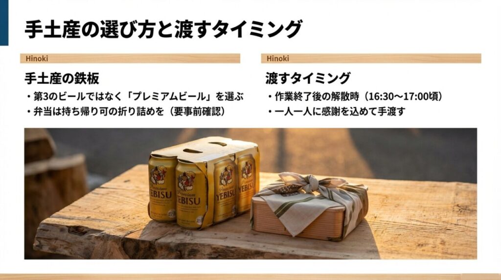 手土産にビールや弁当を用意する際の注意点