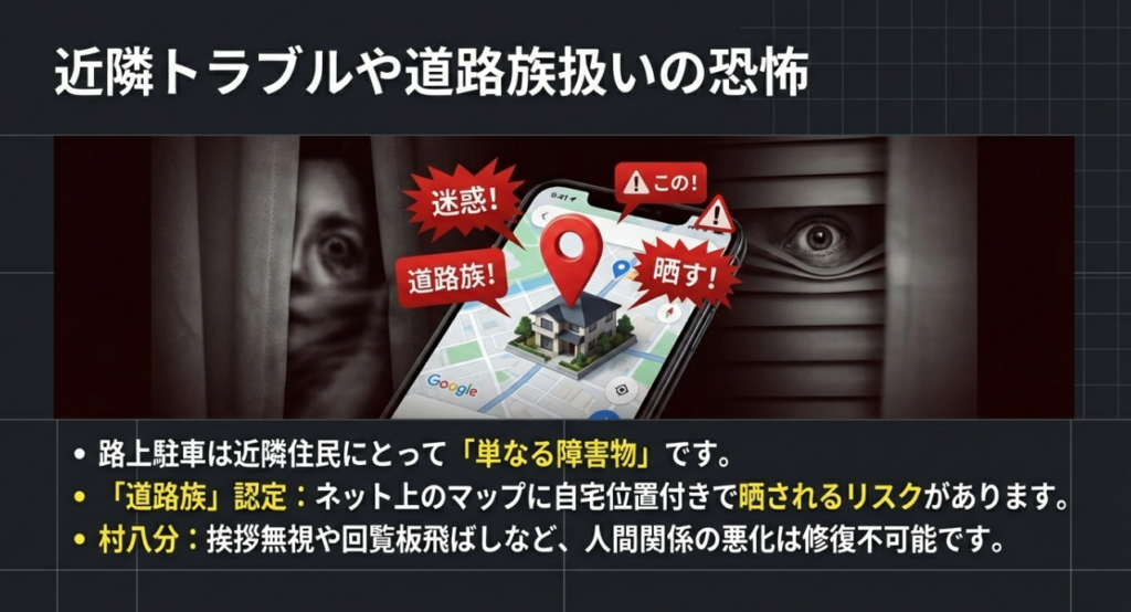 近隣トラブルや道路族扱いの恐怖を解説