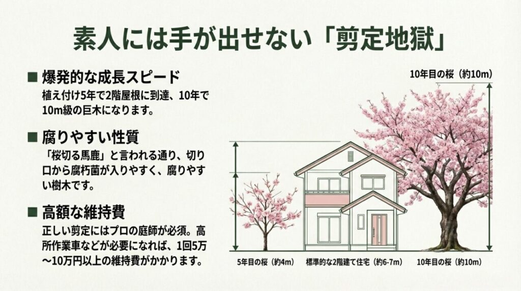 桜の成長速度と巨木化への対処