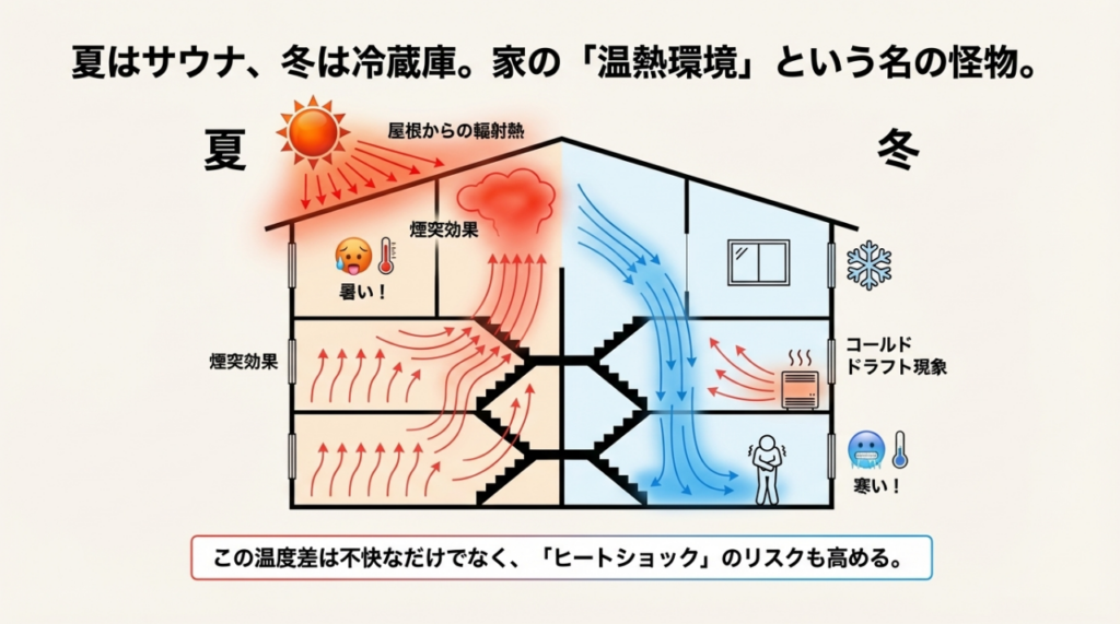 夏は3階が暑いし冬は1階が底冷えするを解説