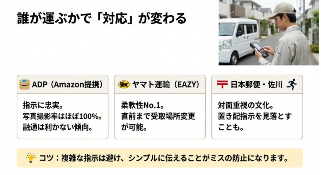 配送業者による対応の違いと注意点
