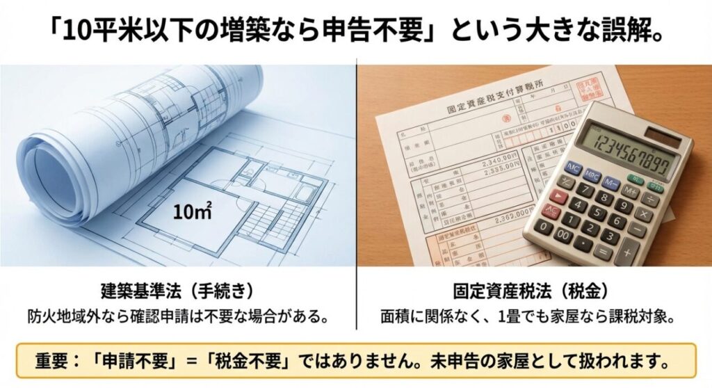 10平米以下の増築なら申告不要という誤解
