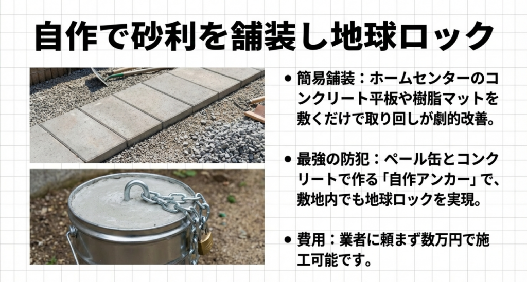 DIYで砂利を舗装し地球ロック