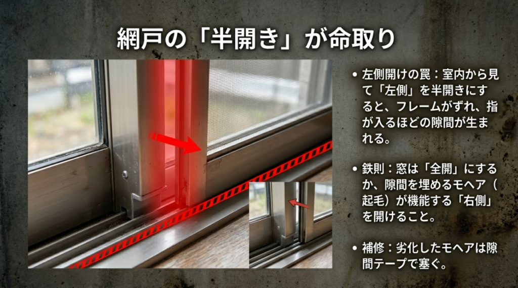 窓や網戸の隙間から入るメカニズム