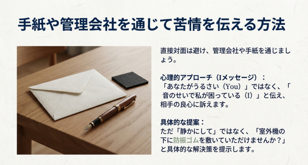 手紙や管理会社を通じて苦情を伝える方法