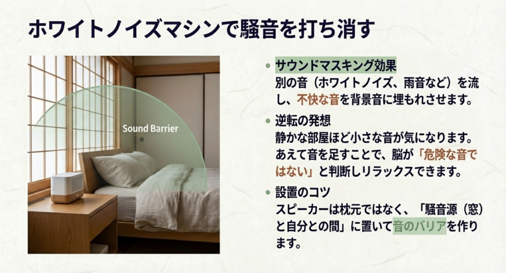 ホワイトノイズマシンで騒音を打ち消す