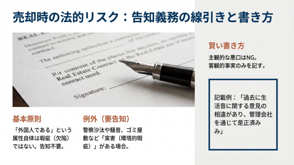 売却時の告知義務と記載方法
