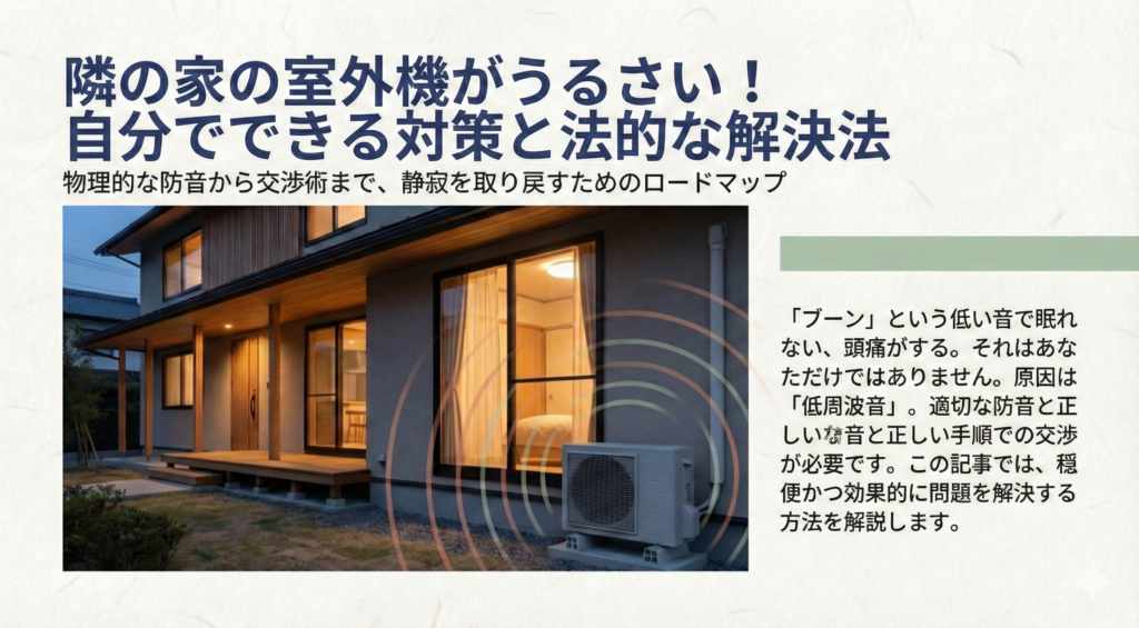 隣の家の室外機がうるさい！対策と解決法