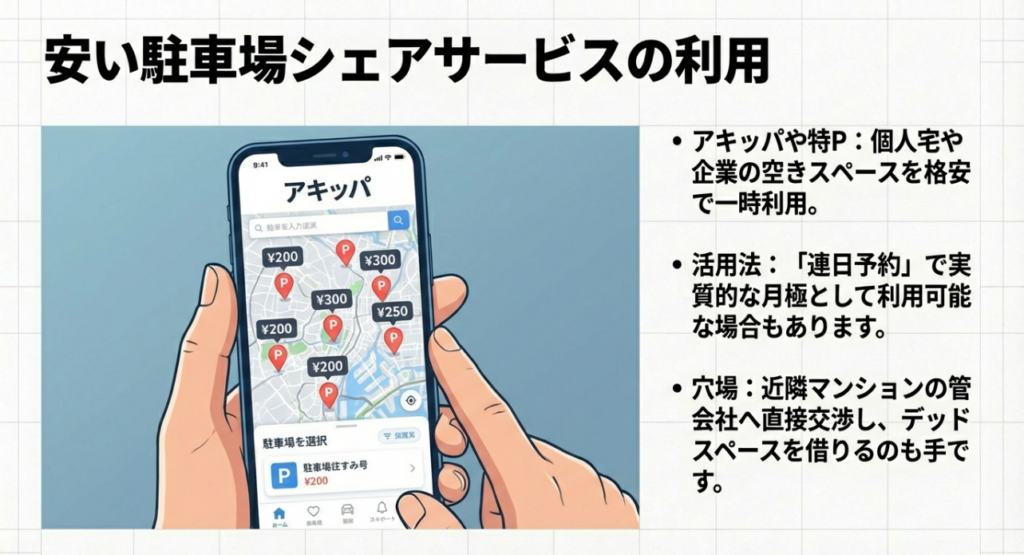 安い駐車場シェアサービスの利用