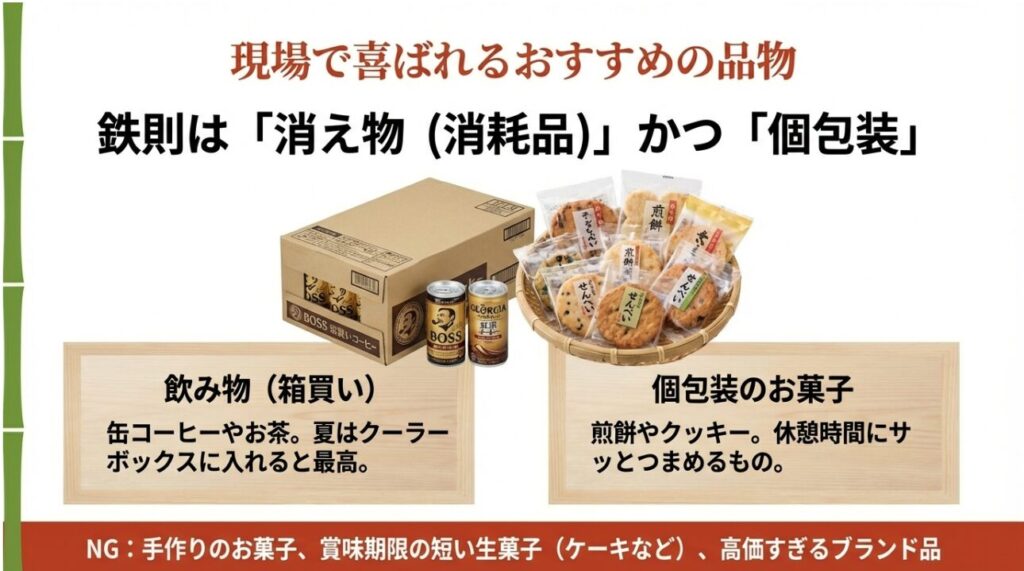現場で喜ばれるおすすめの品物
