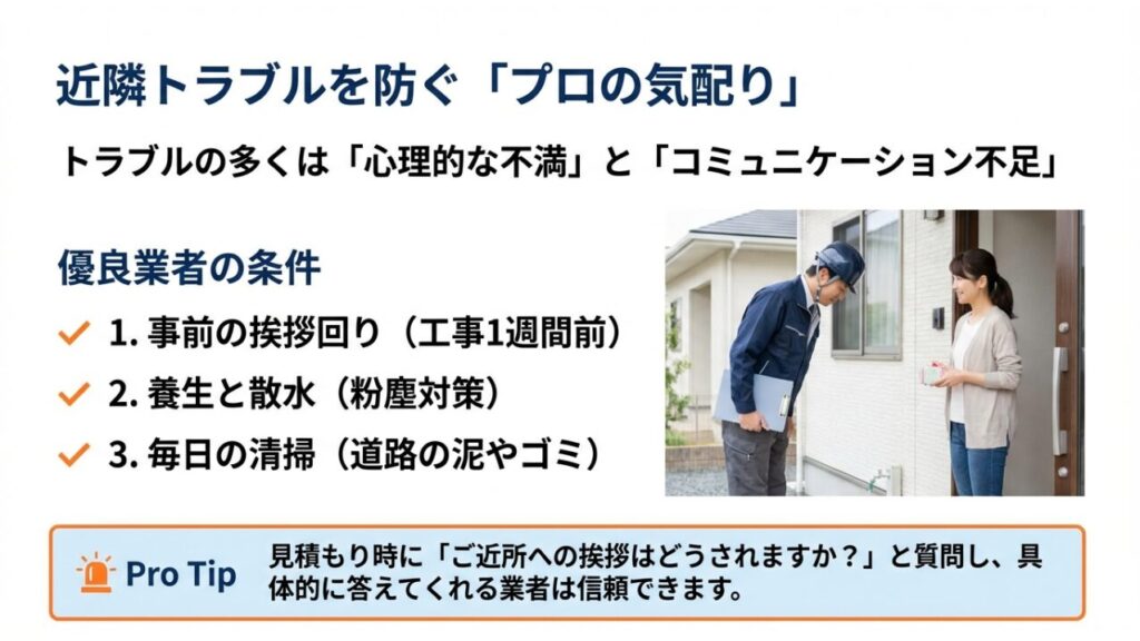 近隣トラブルを防ぐ業者の対応