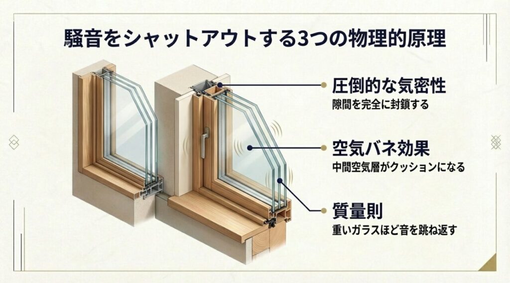 道路沿いや電車の騒音に効く二重窓の仕組み